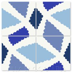 "Pies in Blue" Modern Whimsical Cement Tile by Jeff Shelton, from Villa Lagoon Tile.
