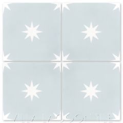 "Pleiades A in Duck Egg Blue" Star Field Cement Tile, from Villa Lagoon Tile.