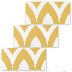 "Pointed Arch Riser in Maple Sugar and White" Modern Whimsical Cement Tile by Jeff Shelton, from Villa Lagoon Tile.