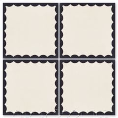 "Postage Paid A in Black and Alabaster" Modern Cement Tile, from Villa Lagoon Tile.