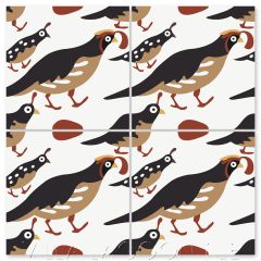 "Quail in Spiced Chai" Whimsical Wildlife Cement Tile by Jeff Shelton, from Villa Lagoon Tile.