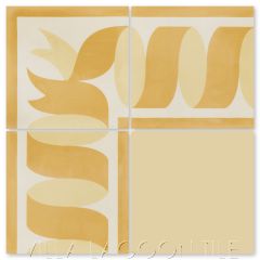 "Ribbon Border Gold" Traditional Cement Tile, by Villa Lagoon Tile.