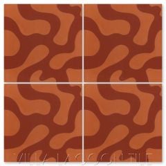 "Roads in Bold Brick and Henna" Modern Whimsical Cement Tile by Jeff Shelton, from Villa Lagoon Tile.