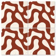 "Roads in Bold Brick and Sand Dollar" Modern Whimsical Cement Tile by Jeff Shelton, from Villa Lagoon Tile.