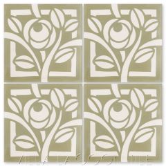 "Rosetta Dry Sage" Modern Floral Cement Tile by Neyland Design, from Villa Lagoon Tile.