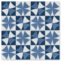 "Rotunda Blue" Geometric Cement Tile, from Villa Lagoon Tile.