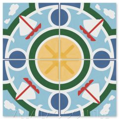 "Sailboat Sunny Day" Coastal Cement Tile, by Villa Lagoon Tile.