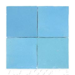 Square Glazed Zellige in Sky Blue