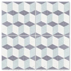 "Small Cubes Mint to Be Terrazzo" Geometric Cement Tile, from Villa Lagoon Tile.