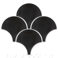 Solid Fishscale Black Moroccan Cement Tile, SB-2000, from Villa Lagoon Tile.