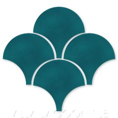 Solid Fishscale Channel Blue Moroccan Cement Tile, SB-4025, from Villa Lagoon Tile.