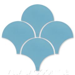 Solid Fishscale Miami Blue Moroccan Cement Tile, SB-4005, from Villa Lagoon Tile.
