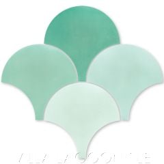 Solid Fishscale Ombré Turquoise Moroccan Cement Tiles, from Villa Lagoon Tile.