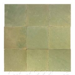 Square Glazed Zellige in Spanish Olive