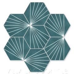 "Spark C Aegean" Geometric Hex Cement Tile, from Villa Lagoon Tile.