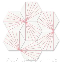 "Spark C Blush" Geometric Hex Cement Tile, from Villa Lagoon Tile.