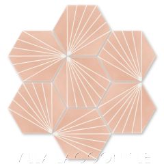 "Spark C Coral" Geometric Hex Cement Tile, from Villa Lagoon Tile.