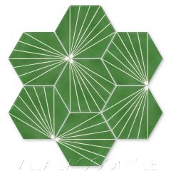 "Spark C Monte Verde" Geometric Hex Cement Tile, from Villa Lagoon Tile.