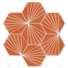 "Spark C Tangerine" Geometric Hex Cement Tile, from Villa Lagoon Tile.