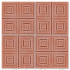 "Square Wave" Geometric Relief Cement Tile in "Terracotta", by Villa Lagoon Tile.