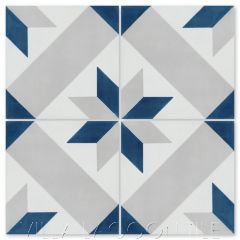 "Star Lattice Nautique" Traditional Geometric Cement Tile, from Villa Lagoon Tile.