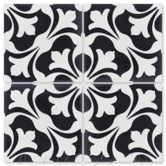 "Swan Black and White" Classic French Cement Tile, from Villa Lagoon Tile.