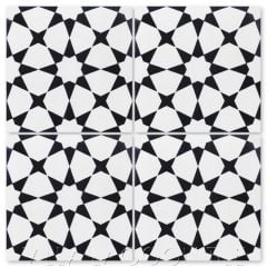 "Taza Black & White Morning" Moroccan Cement Tile, from Villa Lagoon Tile.