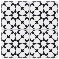 "Taza Black & White Morning" Moroccan Cement Tile, from Villa Lagoon Tile.