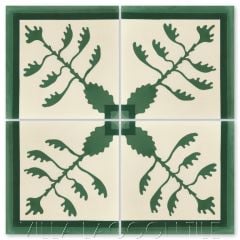 "Tequila Agave Rainforest" Whimsical Floral Cement Tile Border Corner by Jeff Shelton, from Villa Lagoon Tile.