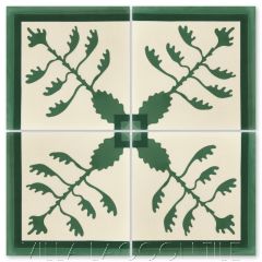 "Tequila Agave Rainforest" Whimsical Floral Cement Tile Border Corner by Jeff Shelton, from Villa Lagoon Tile.