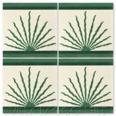 "Tequila Agave Rainforest" Whimsical Floral Cement Tile Border Edge by Jeff Shelton, from Villa Lagoon Tile.