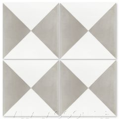 "Tugboat Featherstone and White" Basic Geometric Cement Tile, from Villa Lagoon Tile.