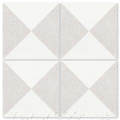 "Tugboat Linen and White Terrazzo" Basic Geometric Cement Tile, from Villa Lagoon Tile.