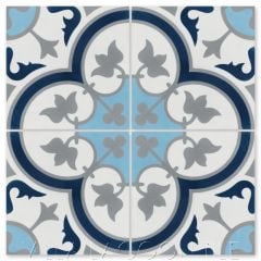"Tulips B Ice" Traditional Floral cement tile, from Villa Lagoon Tile.