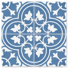 "Tulips B Royal" Traditional Floral cement tile, from Villa Lagoon Tile.