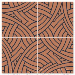 "Turbo Prop Terracotta and Navy" Modern Geometric Cement Tile by Neyland Design, from Villa Lagoon Tile.