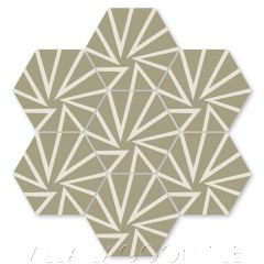 "Unspoken Dry Sage" Modern Hex Cement Tile by Neyland Design, from Villa Lagoon Tile.