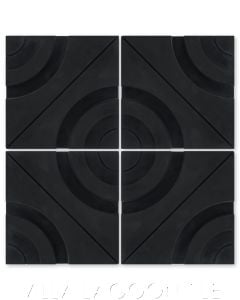 "Forum" 3D Geometric Cement Tile in Black (SB-2000), by Villa Lagoon Tile.