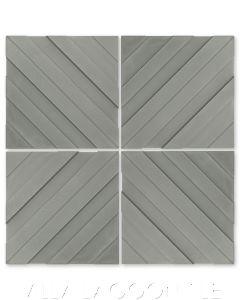 "Hi Line" 3D Geometric Cement Tile in Urban Gray (SB-2019), by Villa Lagoon Tile.