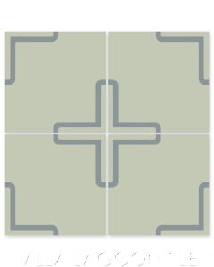 "A-Plus One Gray Green" Modern Geometric Cement Tile by Neyland Design, from Villa Lagoon TIle.