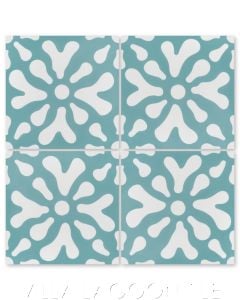 "Ablitt Flower Bimini & White" Whimsical Floral Cement Tile by Jeff Shelton, from Villa Lagoon Tile.