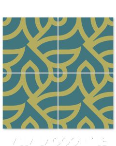"All Smiles Lichen & Channel Blue" Modern Cement Tile by Neyland Design, from Villa Lagoon Tile.