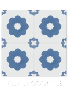 "Ambrose A Blue & White" Floral Cement Tile, from Villa Lagoon Tile.