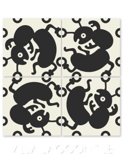 "Ants in Black" Whimsical Wildlife Cement Tile by Jeff Shelton, from Villa Lagoon Tile.