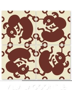 "Ants in Bold Brick" Whimsical Wildlife Cement Tile by Jeff Shelton, from Villa Lagoon Tile.