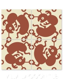 "Ants in Henna" Whimsical Wildlife Cement Tile by Jeff Shelton, from Villa Lagoon Tile.