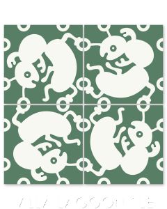 "Ants on Jade" Whimsical Wildlife Cement Tile by Jeff Shelton, from Villa Lagoon Tile.