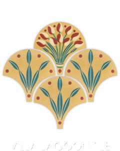 "Bell's Tulips in Maple Sugar" Modern Floral Art Deco Cement Tile by Cressida Bell, from Villa Lagoon Tile.