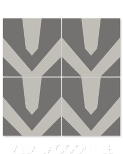 "Black Tie Featherstone and Excalibur" Modern Geometric Cement Tile by Neyland Design, from Villa Lagoon Tile.