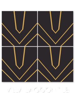 "Black Tie Verge Maple Sugar and Black" Modern Geometric Cement Tile by Neyland Design, from Villa Lagoon Tile.